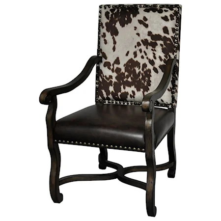 Mesquite Ranch Leather and Faux Cowhide Arm Chair